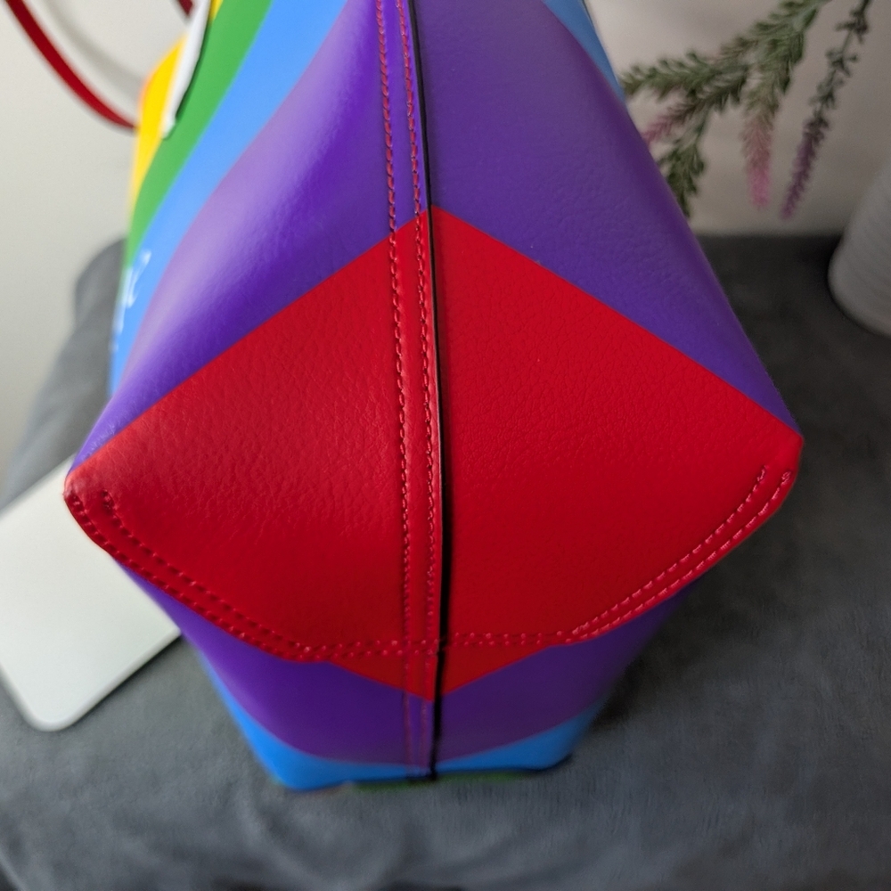 kate spade rainbow stripe tote with white wristlet - Picture 6 of 7